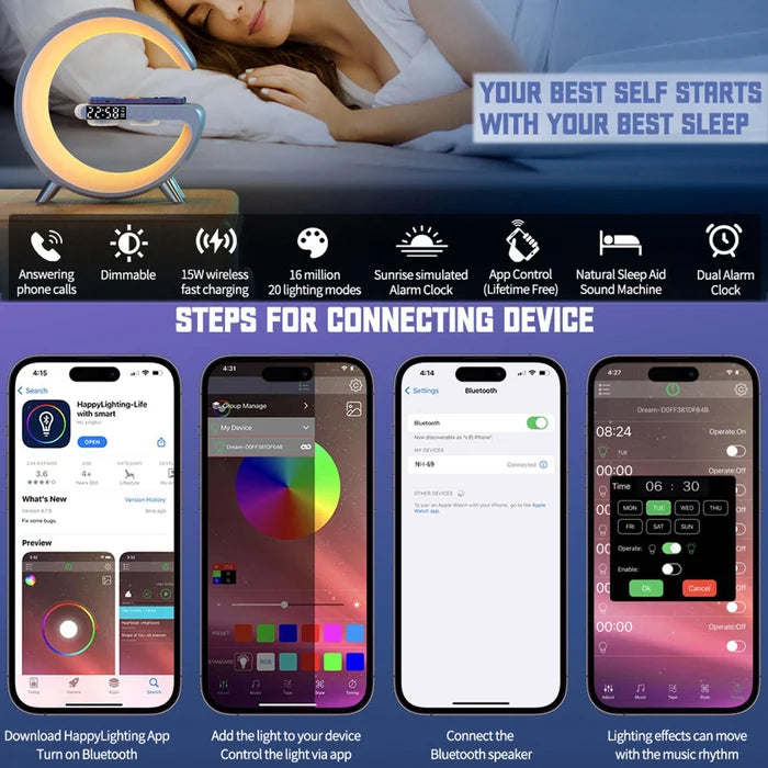 G INTELLIGENT LAMP WITH CLOCK AND CHARGER