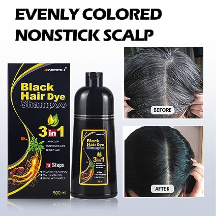 3-In-1 Black Hair Dye Shampoo