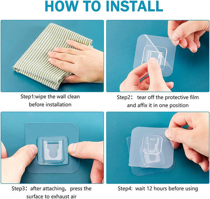 Double-Sided Adhesive Wall Hooks without Punching and Nails (Pack Of 10)
