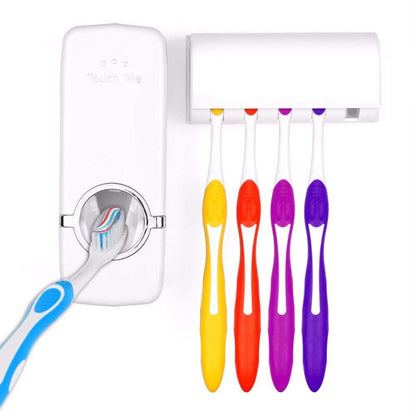 Toothpaste Dispenser with Toothbrush Holder