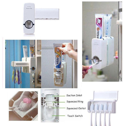 Toothpaste Dispenser with Toothbrush Holder