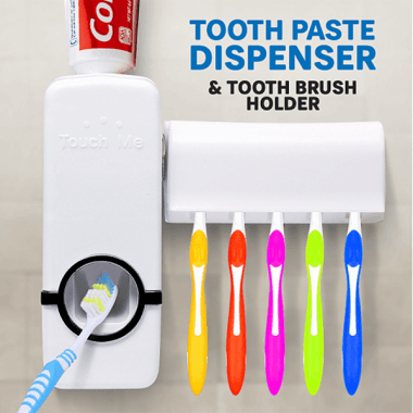 Toothpaste Dispenser with Toothbrush Holder